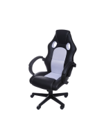 Cadeira Gamer Preta E Branca Em Couro Ecológico Or 3316