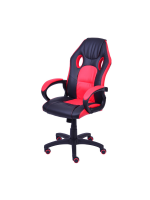 Cadeira Gamer Preta e Vermelha em Couro Ecológico Or 3316