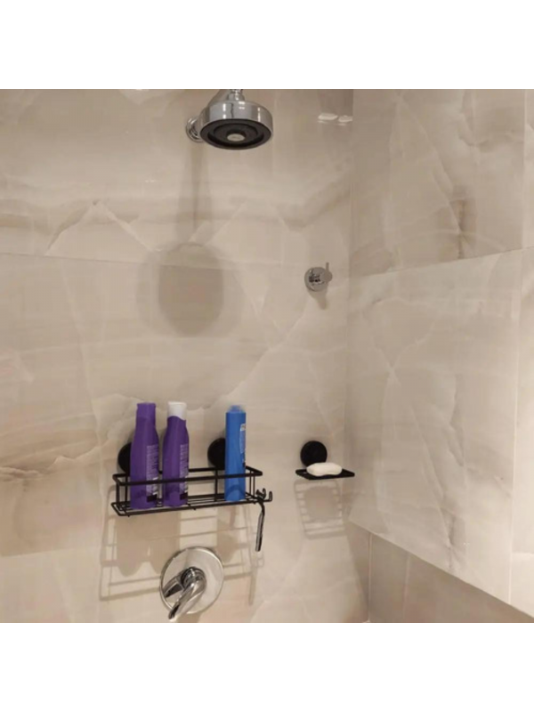 Kit Banheiro Faciliti Com Ventosa Preto Fosco 10051