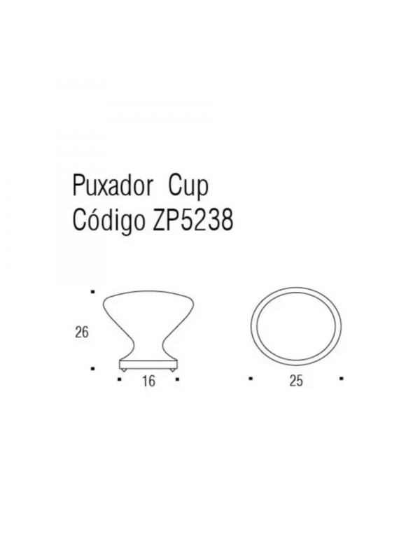 Puxador Cup Ponto Rose Brilhante Zen Design