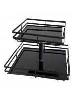 Fruteira Dupla Piatina Quadrada Com Vidro Black Giosul