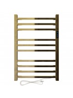 Toalheiro Térmico Dourado Polido Quadrado com Timer - Bivolt - Saída do Fio Lado Direito