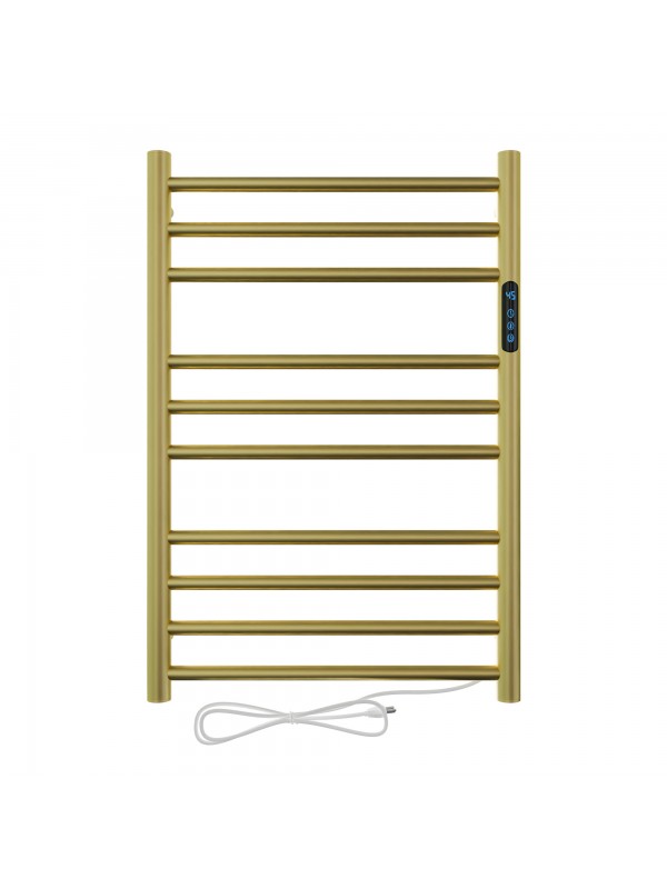 Toalheiro Térmico Dourado Escovado Redondo com Timer - Bivolt - Saída do Fio Lado Direito