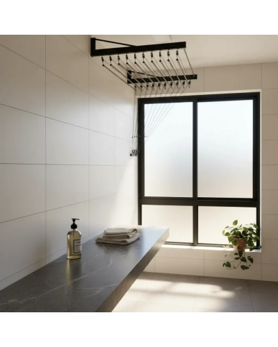 Varal Fixação Parede 10 Varetas Individuais 80cm Preto