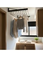 Varal Fixação Parede 10 Varetas Individuais 100cm Preto