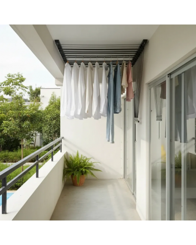 Varal Fixação Teto 10 Varetas Individuais 150cm Preto