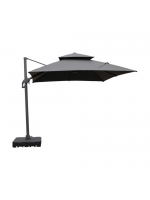 Ombrelone Guarda-Sol Lateral Tulum 3x3m Grafite Alumínio com Base e Proteção UV