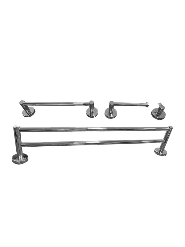 Kit Papeleira Cabide Toalheiro Duplo 60cm Toalheiro 30cm Redondo Trendmetais