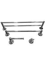 Kit Papeleira Cabide Toalheiro Duplo 60cm Toalheiro 45cm Redondo Trendmetais