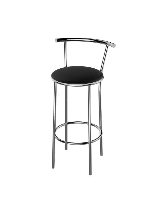 Banqueta Cozinha Cromada Redonda Mônaco Baixa 50cm - Flape