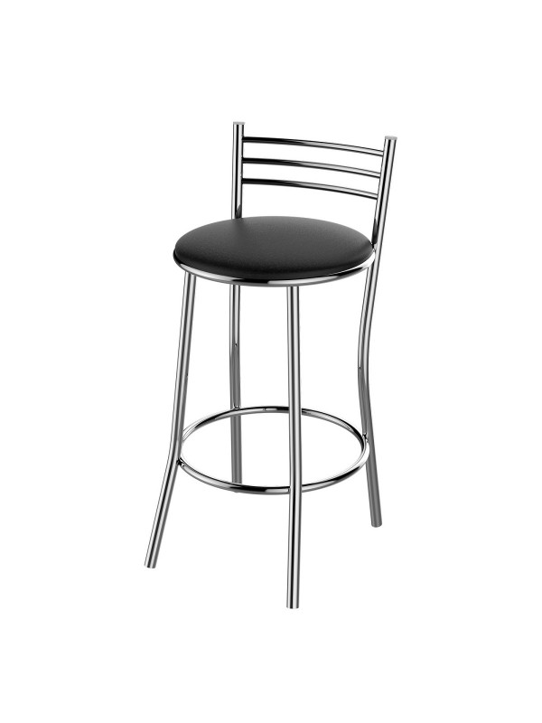 Banqueta Cozinha Cromada Redonda Veneza Baixa 50cm - Flape