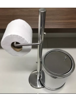 Papeleira Porta Papel Higiênico De Chão Com Lixeira Inox