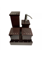 Kit Potes em Acrílico com Strass Chocolate