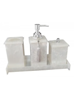 Kit Potes Em Acrílico Para Banheiro 4 Pçs Luxo K15pe5 Pérola