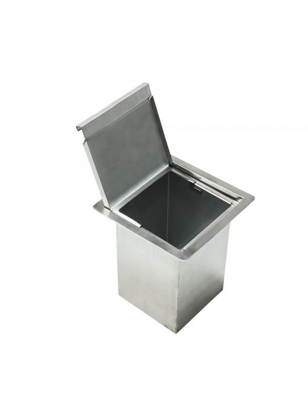 Lixeira de Embutir Quadrada 5 Litros Inox Escovado Gourmet para Pia Bancada