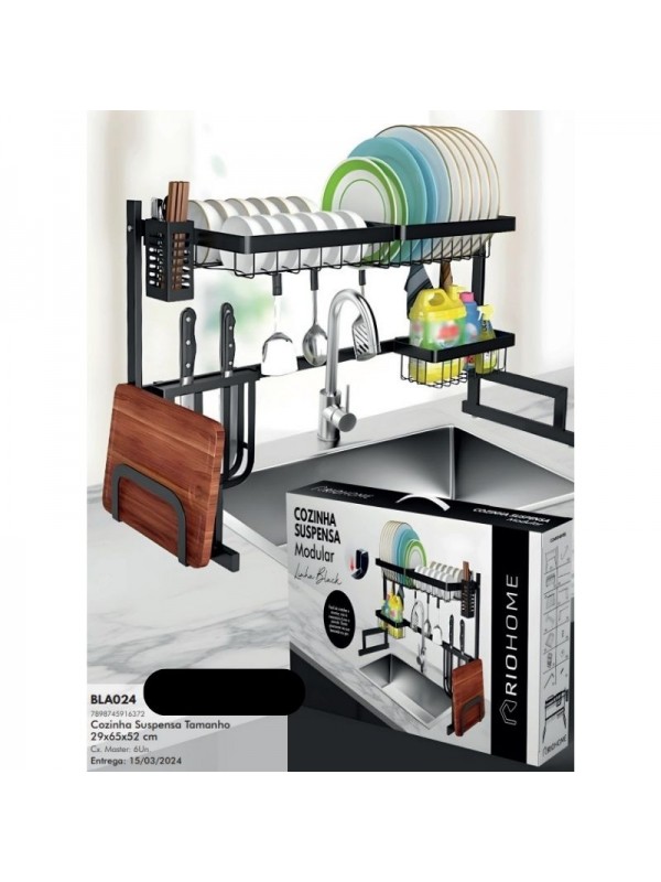 Escorredor de Louças Black Suspenso 29x65x52cm Rio Home