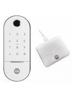 Combo Fechadura Digital Yale Lia Branca com Prata – Senha, Biometria, Cartão, Chave e Aplicativo