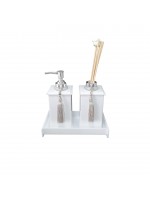 Kit Potes em Acrílico para Banheiro 3 Peças Luxo Branco (K15br1)