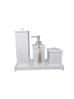 Kit Potes em Acrílico para Banheiro 4 Peças Luxo K15pe3 Pérola