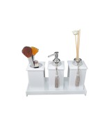 Kit Potes em Acrílico para Banheiro 4 Peças Luxo K15br4 Branco