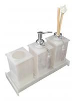 Kit Potes em Acrílico para Banheiro 4 Peças Luxo K15pe4 Pérola