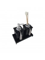 Kit Potes em Acrílico para Banheiro 3 Peças Luxo Preto (K15pt1)