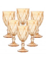Conjunto 6 Taças de Vidro Diamante Golden 340ML
