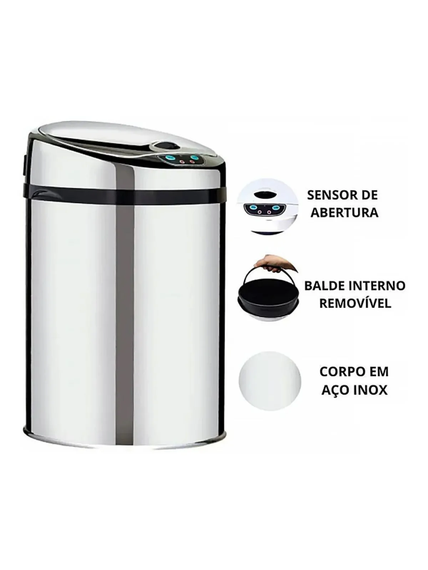 Lixeira Automática Inox 42 Lts Premium Sensor Banheiro Kzi