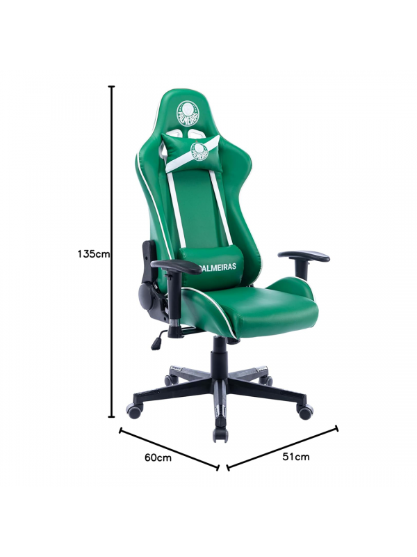 Cadeira Gamer Palmeiras Invicto 3318 OR | Verde e Branca | Reclinável 170° | OR Design Cadeira Gamer Palmeiras Invicto 3318 OR | Verde e Branca | Reclinável 170° | OR Design