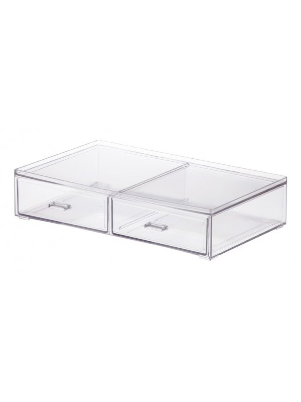 Caixa Organizadora Elegance Paramount 2 Gavetas | Acrílico Transparente, Empilhável