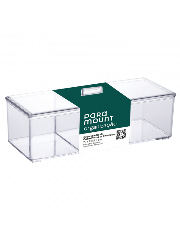 Organizador de Cosméticos Elegance Paramount Divisórias - Plástico Transparente para Bancada/Gaveta