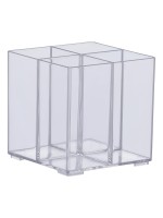 Organizador Quadrado Elegance Paramount c/ 4 Divisórias - Plástico Transparente p/ Gaveta, Maquiagem, Escritório