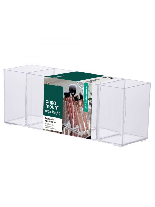 Organizador Multiuso Transparente Elegance Paramount | 5 Divisórias Fixas para Gavetas e Bancadas