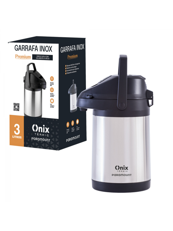 Garrafa Térmica Inox Premium 3 Litros Paramount | Café Quente 12h/Frio 24h | Inquebrável