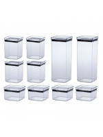 Kit 10 Potes Herméticos Quadrados Lumini Paramount - Transparente - Despensa Organizada