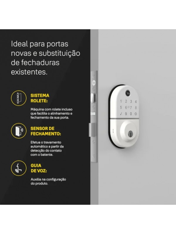 Fechadura Digital Yale Compact Rolete Branca Biometria Senha Tag Chave