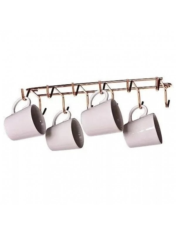 Suporte Porta Xícaras Fixo Cobre 275x30x100mm Jomer 2740 Suporte Porta Xícaras Fixo Cobre 275x30x100mm Jomer 2740