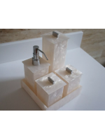 Kit Potes em Acrílico para Banheiro/Lavabo 5 Peças Pérola