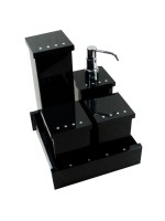 Kit Potes em Acrílico sem Strass Preto