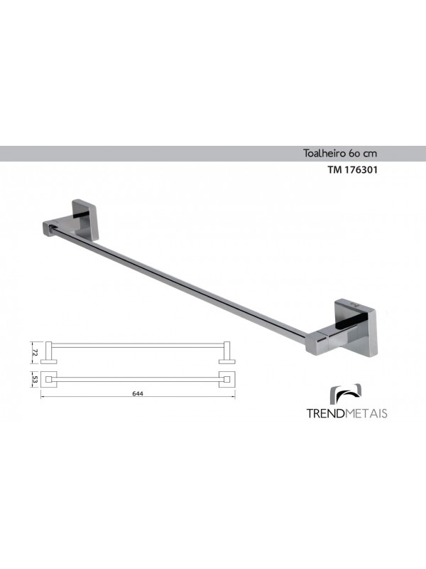 Toalheiro Quadrado Latão 60cm Trendmetais Tm 176301